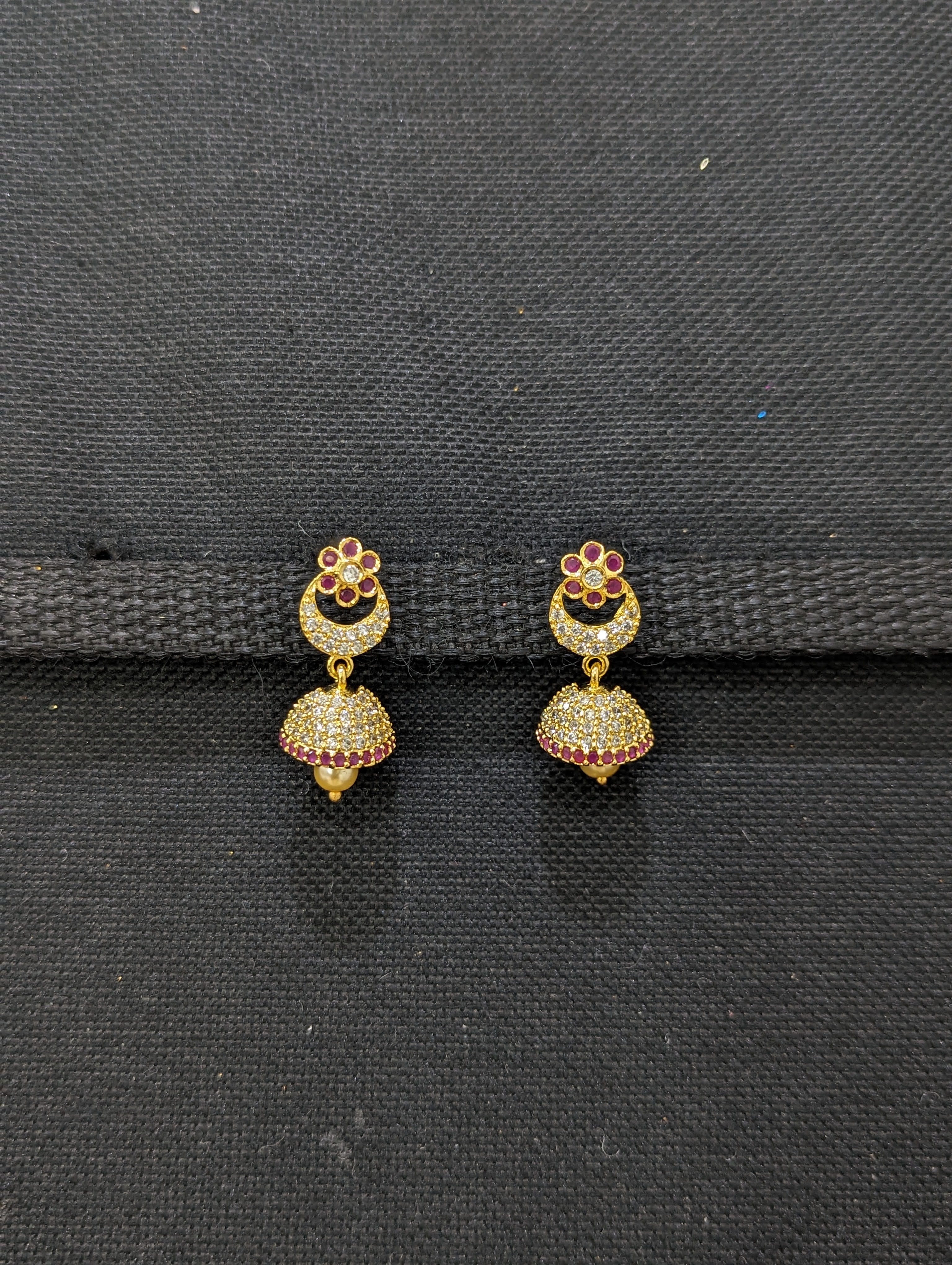 Buy First Quality Ruby Stone Jhumka Earrings One Gram Gold Jewellery